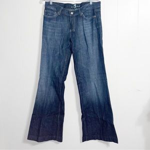 7 For All Mankind 7FAM Dojo Jeans Wide Flare Leg Swarovski Dark Wash Size 32 Y2K